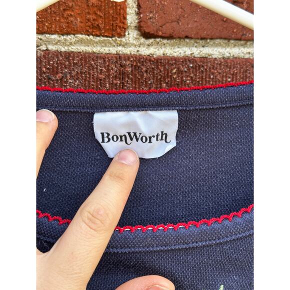 BonWorth Navy Embroidered Floral Butterfly Tee Shirt - Picture 3 of 4